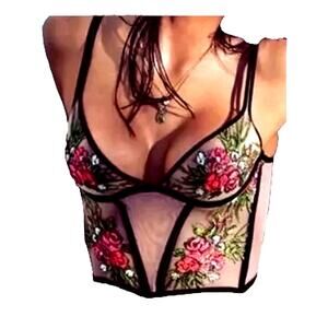 Victoria's Secret Very Sexy Embroidered Floral Plunge Balconet Bra 34D